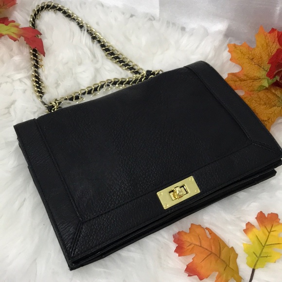 Olivia + Joy Handbags - NWOT Olivia +Joy black leather doble chain handles